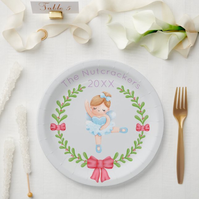 Nutcracker Sugar Plum Fairy Christmas Paper Plate (Wedding)