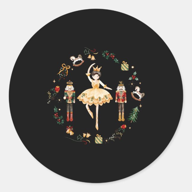 Nutcracker Sugar Plum Fairy Winter Birthday Baby  Classic Round Sticker (Front)