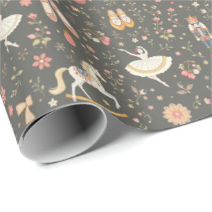 Nutcracker Suite Ballerina Horse Grey Wrapping Paper