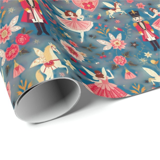 Nutcracker Suite Sugar Plum Fairy Flying Horses Wrapping Paper (Roll Corner)