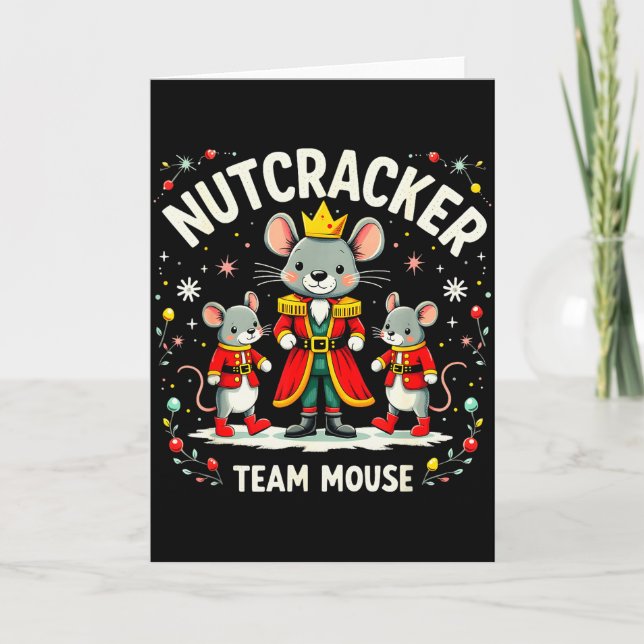 Nutcracker Team Mouse Christmas Ballet Gift Merry  Card (Front)