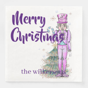 Nutcracker Theme Custom Name Purple Christmas Napkin