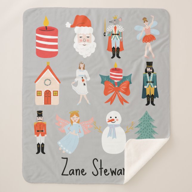 Nutcracker Themed Christmas Personalised Blanket (Front)