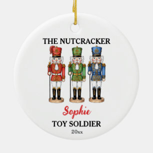 Nutcracker Toy Soldier Custom Name Christmas Ceramic Ornament