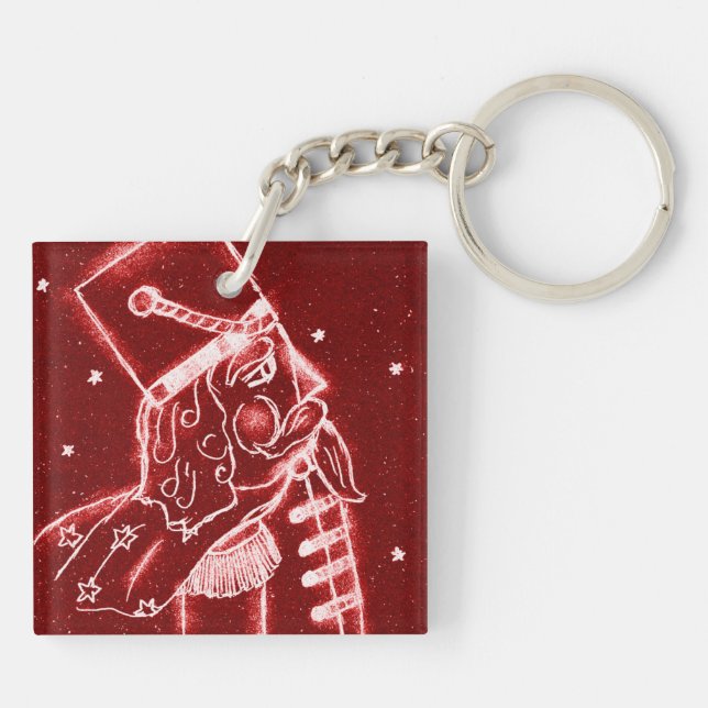 NUTCRACKER TOY SOLDIER in Bright Red Key Ring (Back)