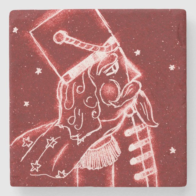 Nutcracker Toy Soldier in Bright Red Stone Coaster (Front)