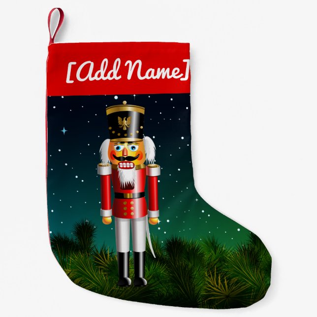 Nutcracker Toy Soldier In Red Uniform Small Christmas Stocking (Front)