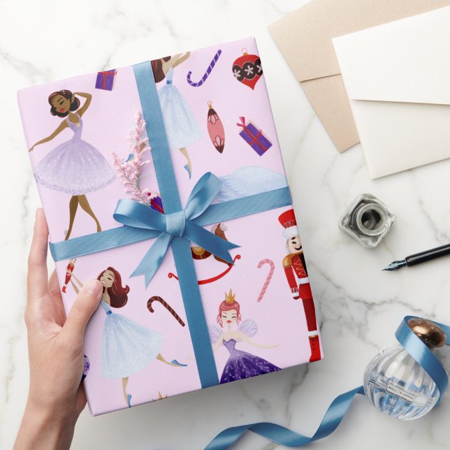 Nutcracker Toys Ballerina Dancers Swan Candy Canes Wrapping Paper (Creator Uploaded)