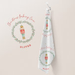 Nutcracker traditional botanical cute Christmas Tea Towel<br><div class="desc">Nutcracker watercolor botanical cute special delivery traditional Christmas festive holiday gift red and green holiday baking crew tea towel design.</div>