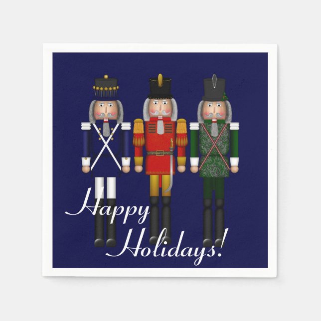 Nutcracker Trio-Blue-PAPER PARTY NAPKINS (Front)