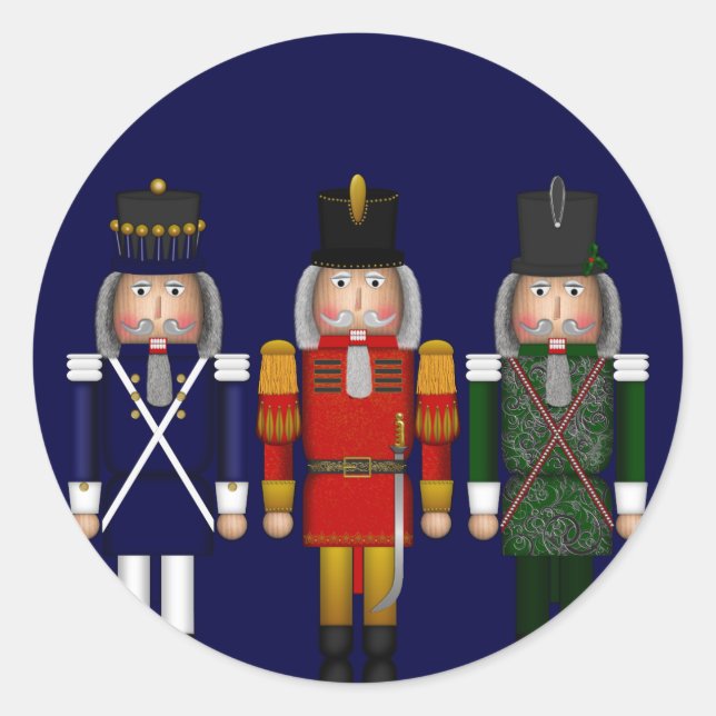 Nutcracker Trio, Blue-ROUND STICKERS (Front)