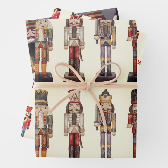   Nutcracker Trio Christmas Wrapping Paper Sheet (In situ)