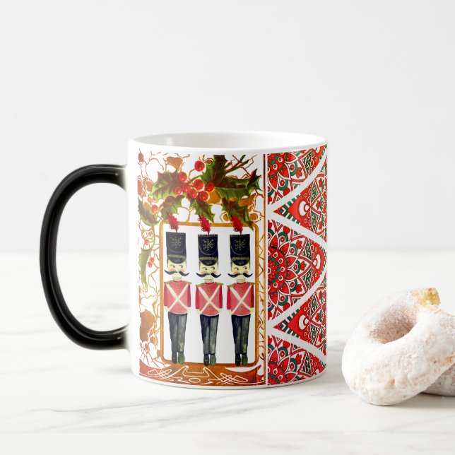 Nutcracker Trio Holly Frame Soldier  Magic Mug (With Donut)