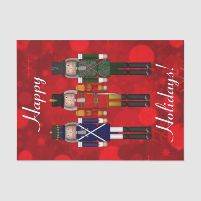 Nutcracker Trio-Red Bokeh-Tissue Wrapping Paper (Front)