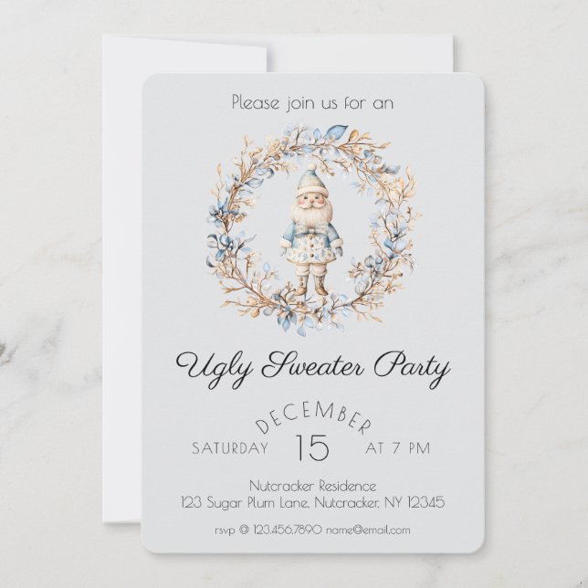 Nutcracker Ugly Christmas Sweater Party Invitation (Front)