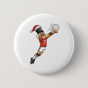 Nutcracker Volleyball Player Holiday Sports Xmas  6 Cm Round Badge