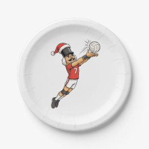 Nutcracker Volleyball Player Holiday Sports Xmas Paper Plate