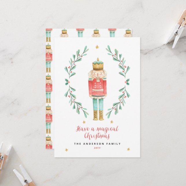 Nutcracker watercolor botanical cute Christmas (Front/Back In Situ)