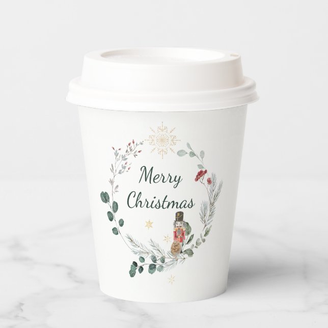 Nutcracker watercolor botanical cute Christmas  Paper Cups (Front)
