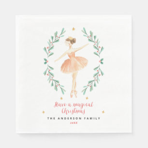 Nutcracker watercolor botanical cute Christmas Pos Napkin