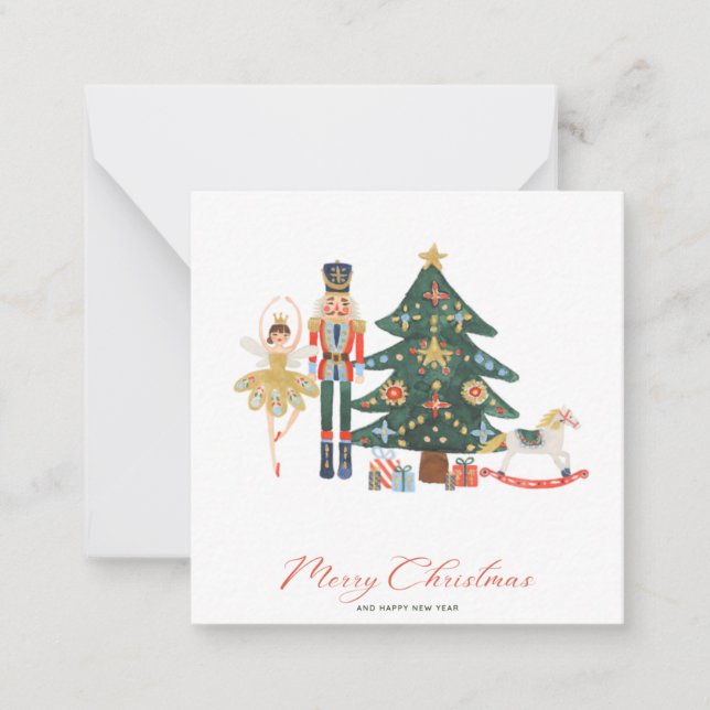 Nutcracker Watercolor Merry Christmas photo Card (Front)