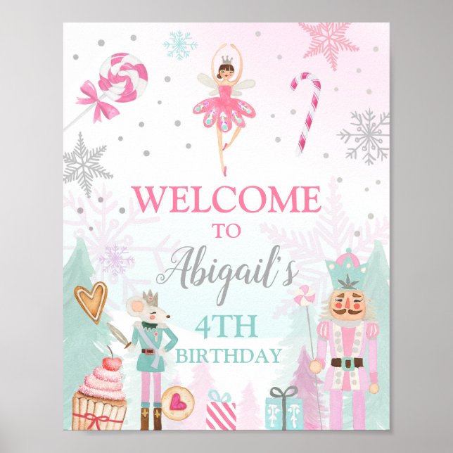 Nutcracker Welcome Sign Land of Sweets Birthday (Front)