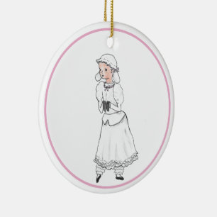 Nutcracker White Lamb Ballerina Personalized Ornam Ceramic Ornament