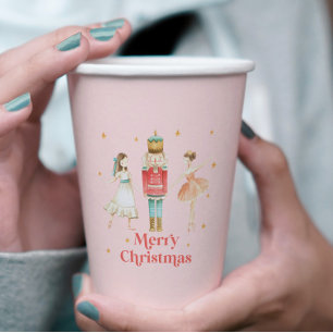 Nutcracker Winter Ballet pink Christmas Paper Cups