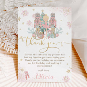 Nutcracker Winter Onederland 1st Birthday Blonde Thank You Card