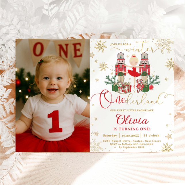 Nutcracker Winter Onederland 1st Birthday Photo Invitation (Creator Uploaded)