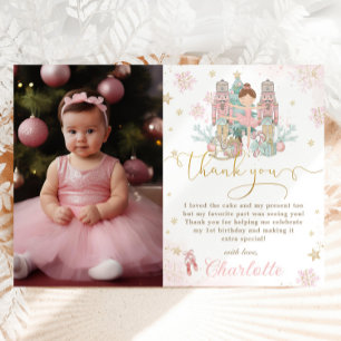 Nutcracker Winter Onederland 1st Birthday Photo Thank You Card