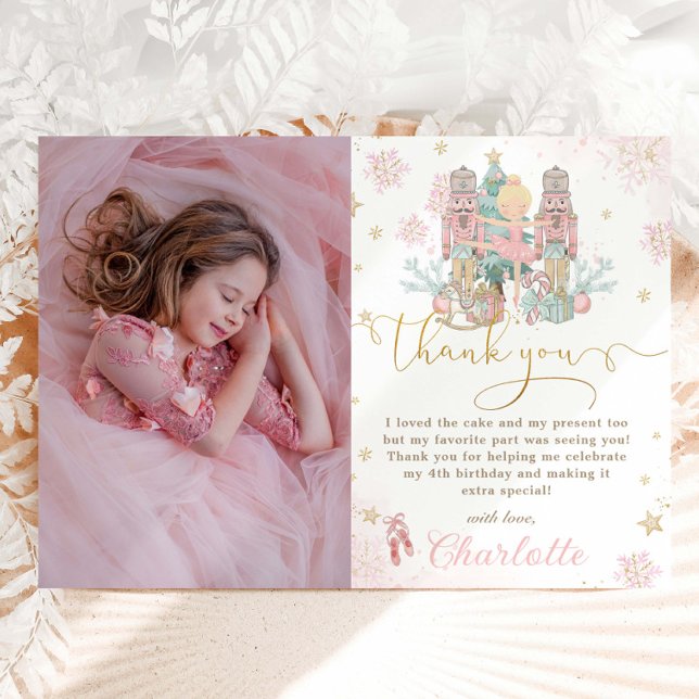 Nutcracker Winter Onederland 1st Birthday Photo  Thank You Card (Creator Uploaded)