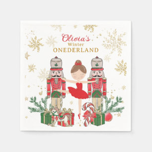 Nutcracker Winter Onederland 1st Birthday Red Napkin