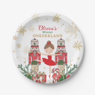 Nutcracker Winter Onederland 1st Birthday Red Paper Plate