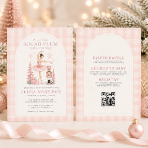 Nutcracker Winter Wonderland QR Code Baby Shower Invitation