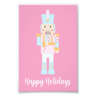 Nutcracker with a Candy Cane with Greeting Photo Print
