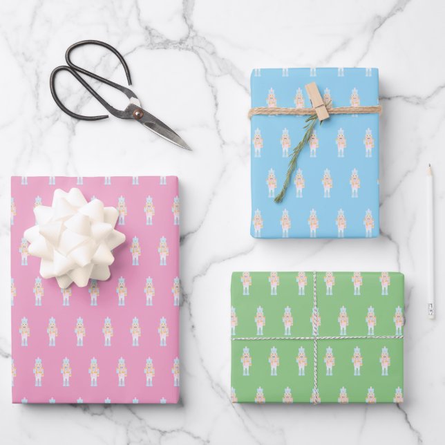 Nutcracker with a Candy Cane Wrapping Paper Sheet (Front)