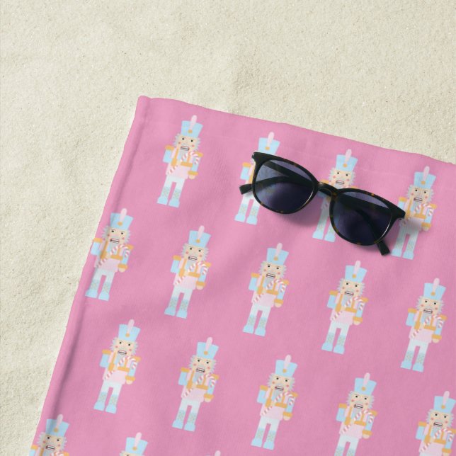 Nutcracker with Candy Cane Beach Towel (In Situ)