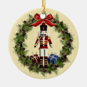 Nutcracker Wreath Custom Round Christmas Ornament