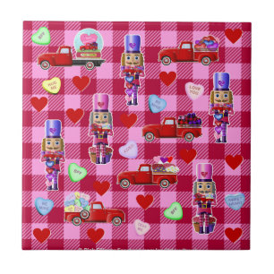 Nutcrackers and Little Red Trucks Valentine's Ceramic Tile