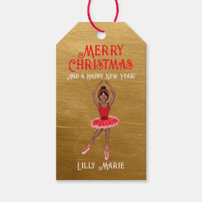 Nutcracker's Ballerina Merry Christmas Gift Tags (Front)
