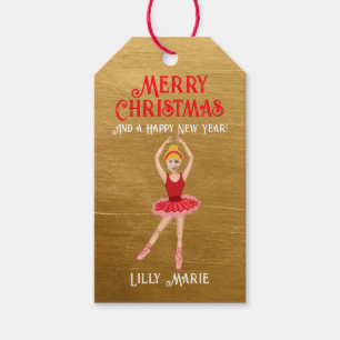 Nutcracker's Ballerina Red Tutu Merry Christmas Gift Tags