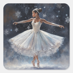 Nutcracker's Black Ballerina Snow Queen  Square Sticker