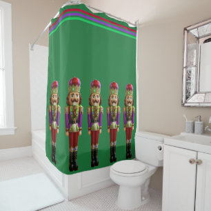 Nutcrackers Fun Christmas Green Purple Shower Curtain