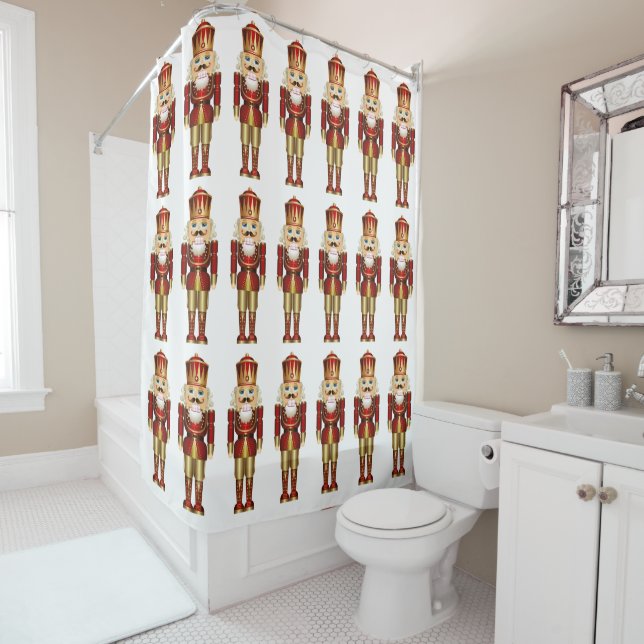 Nutcrackers Fun Christmas Holiday Shower Curtain (In Situ)