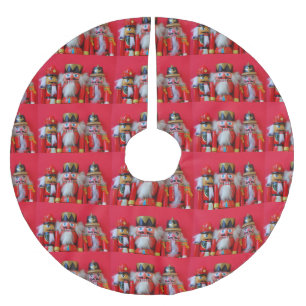 Nutcrackers in red uniforms brushed polyester tree skirt