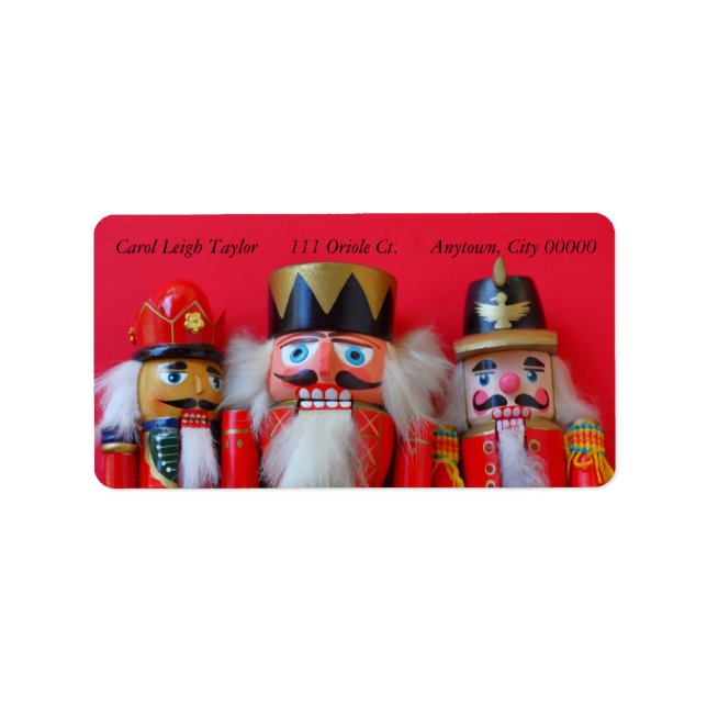 Nutcrackers in red uniforms label (Front)