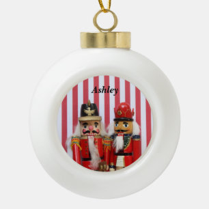 nutcrackers on stripes ceramic ornament
