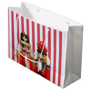 Nutcrackers on stripes large gift bag