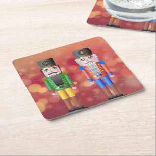 Nutcrackers square paper coaster